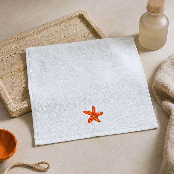 Sea Star %100 Pamuk Nakışlı El Havlusu 30x30 cm Kırmızı