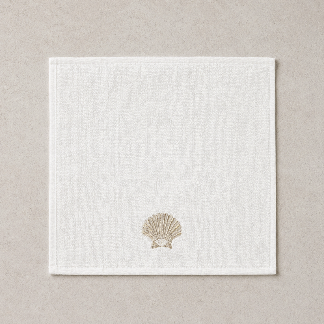 Shell %100 Pamuk Nakışlı El Havlusu 30x30 cm Gold