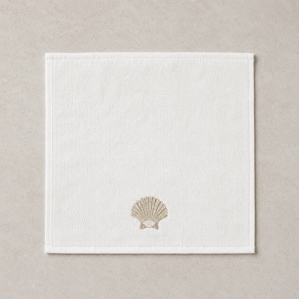 Shell %100 Pamuk Nakışlı El Havlusu 30x30 cm Gold