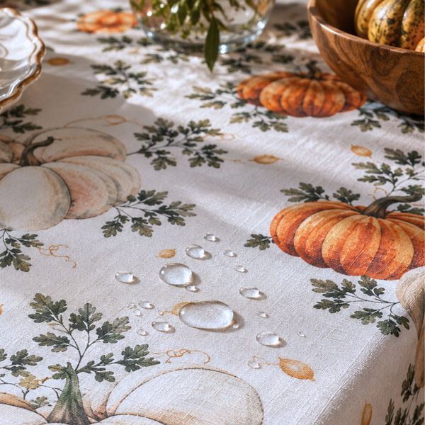Autumn Reçine Kaplamalı Dokuma Keten Leke Tutmaz Yuvarlak Masa Örtüsü