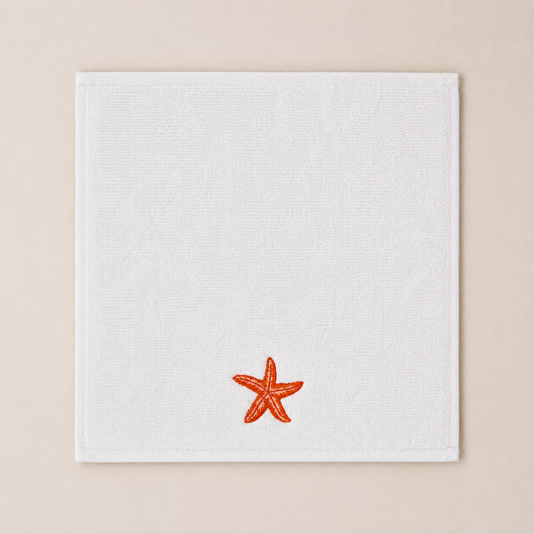Sea Star %100 Pamuk Nakışlı El Havlusu 30x30 cm Kırmızı