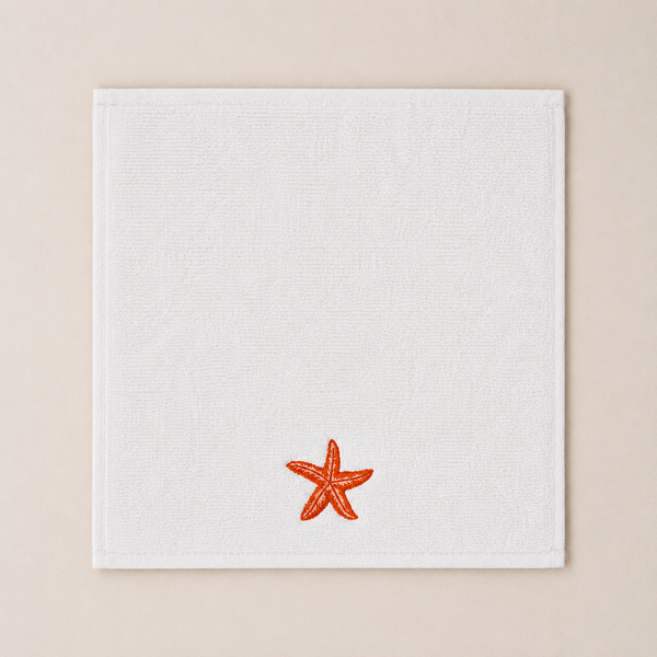 Sea Star %100 Pamuk Nakışlı El Havlusu 30x30 cm Kırmızı