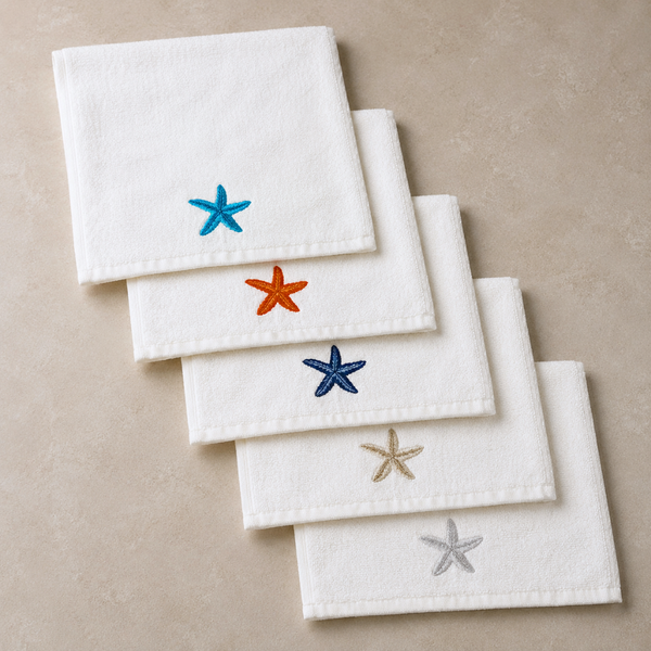 Sea Star %100 Pamuk Nakışlı El Havlusu 30x30 cm Kırmızı