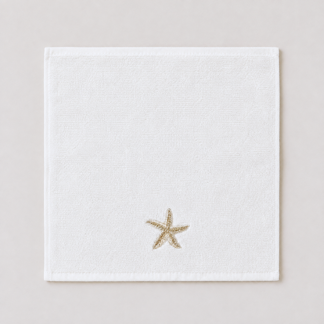 Sea Star %100 Pamuk Nakışlı El Havlusu 30x30 cm Gold