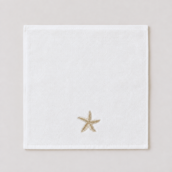 Sea Star %100 Pamuk Nakışlı El Havlusu 30x30 cm Gold
