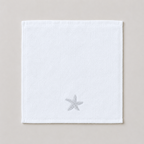 Sea Star %100 Pamuk Nakışlı El Havlusu 30x30 cm Silver