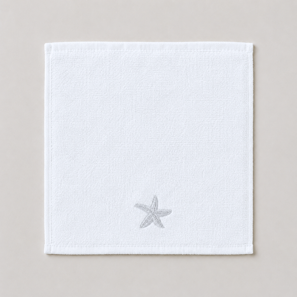 Sea Star %100 Pamuk Nakışlı El Havlusu 30x30 cm Silver
