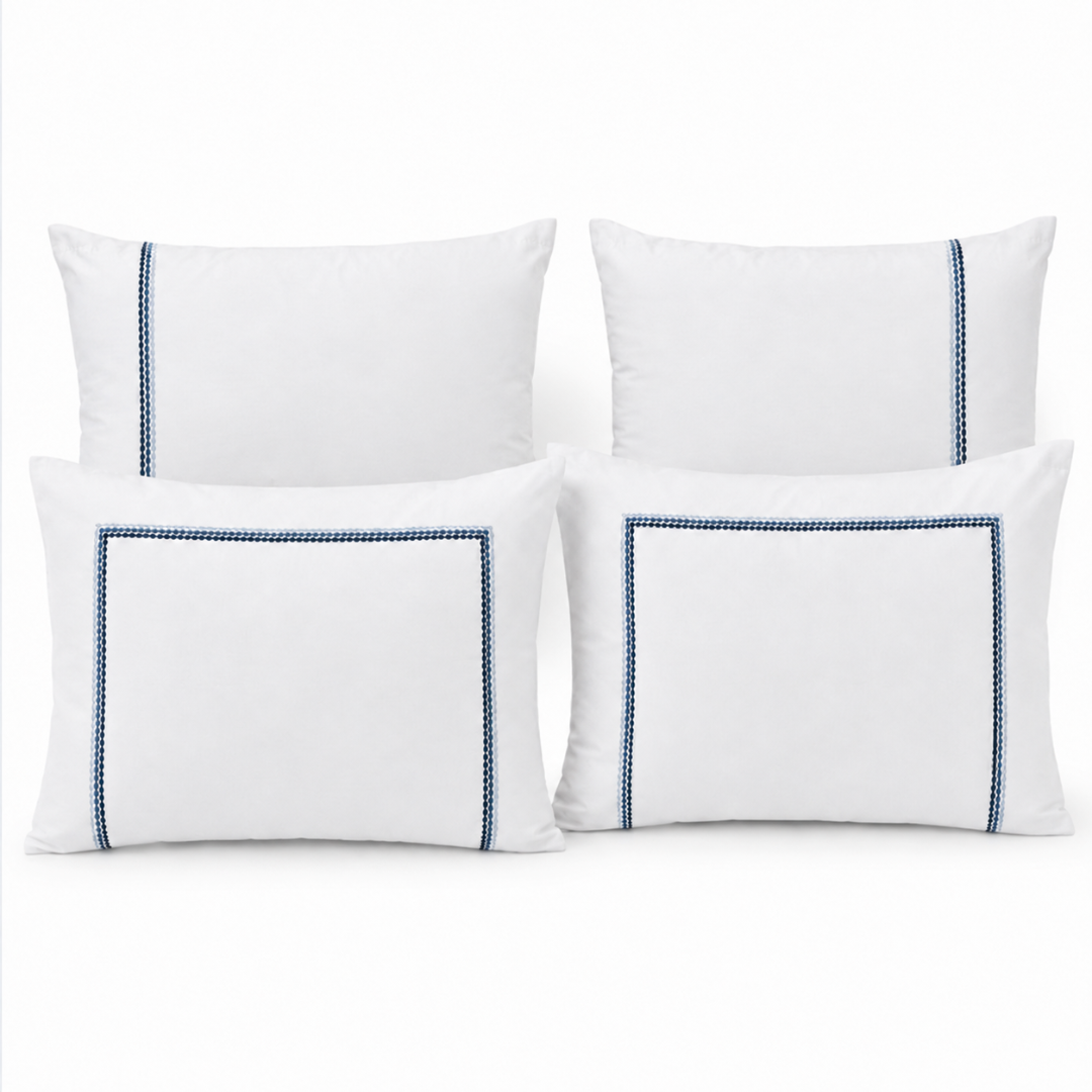 Mare Pamuk Saten Nakışlı Çift Kişilik Nevresim Takımı 200x220 cm Lacivert