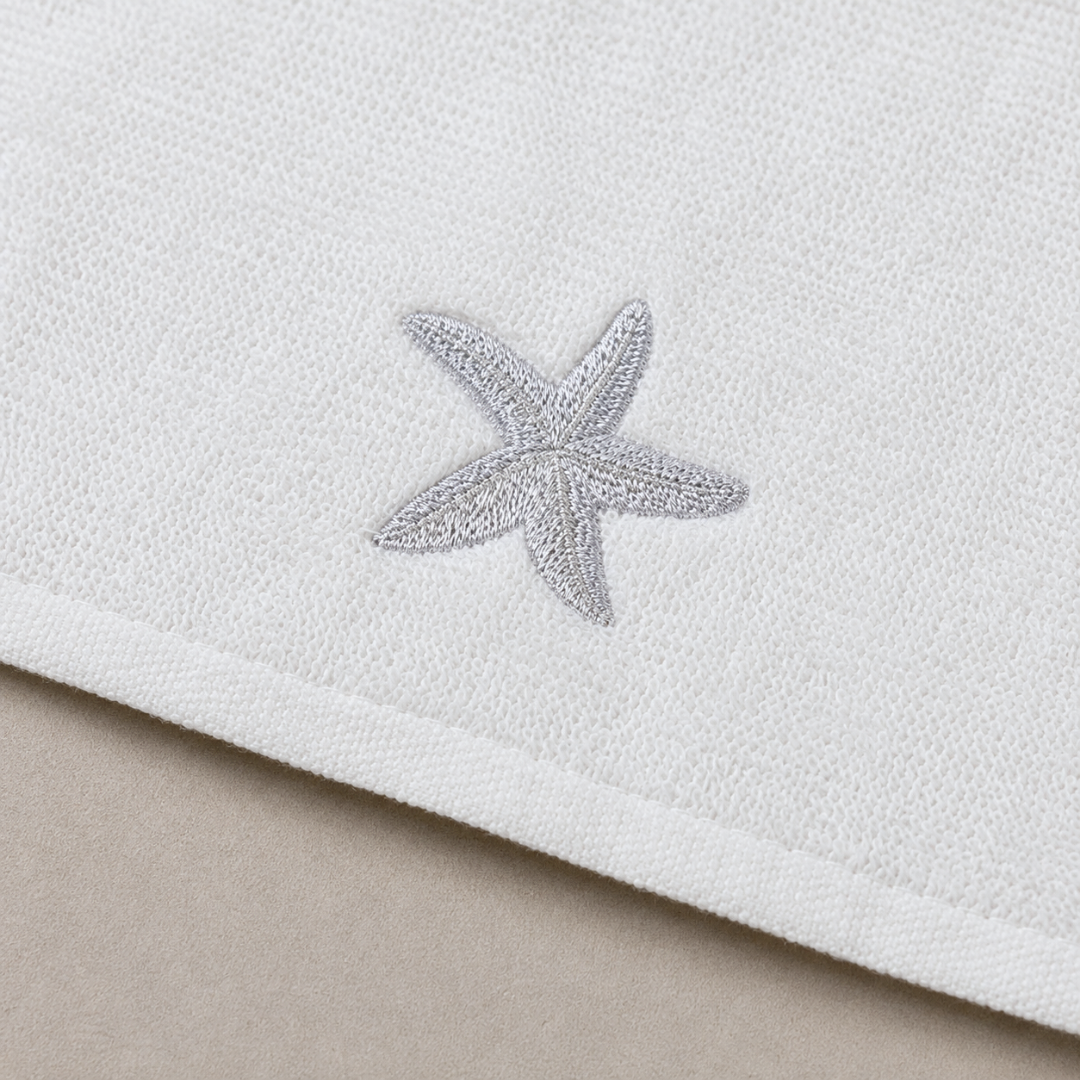 Sea Star %100 Pamuk Nakışlı El Havlusu 30x30 cm Silver