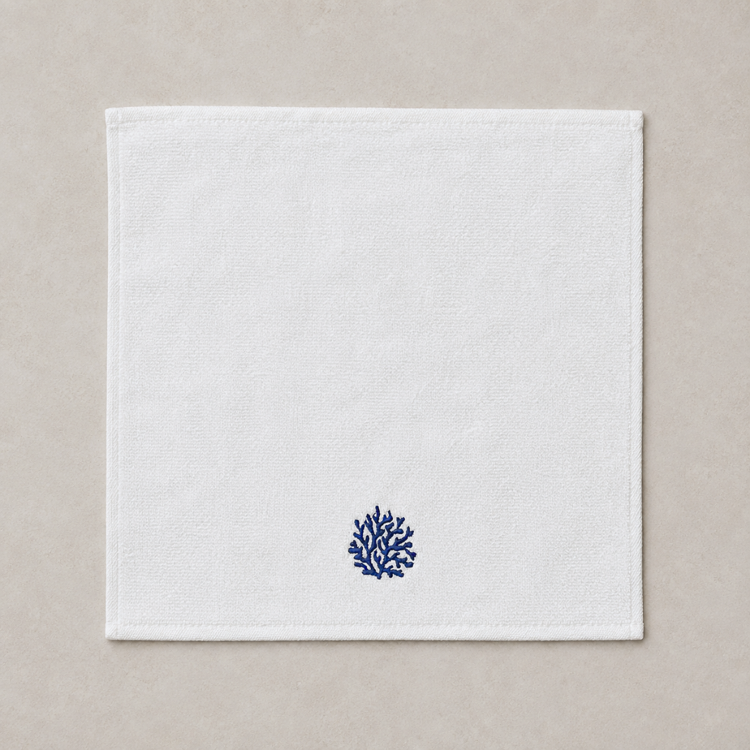 Coral %100 Pamuk Nakışlı El Havlusu 30x30 cm Lacivert
