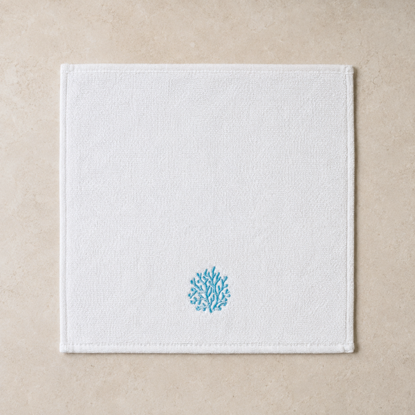 Coral %100 Pamuk Nakışlı El Havlusu 30x30 cm Mavi
