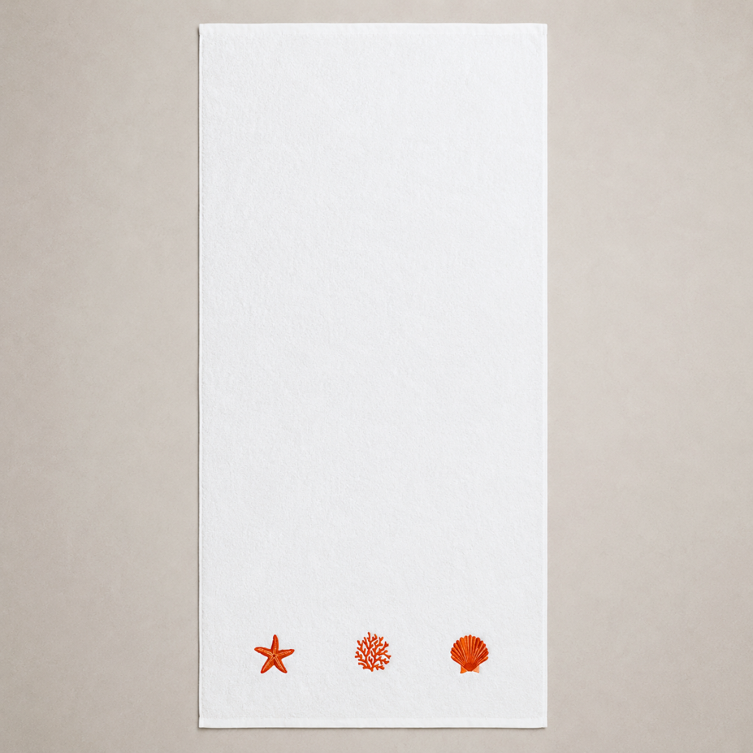 Coral Star %100 Pamuk Nakışlı Banyo Havlusu 70x140 cm Kırmızı