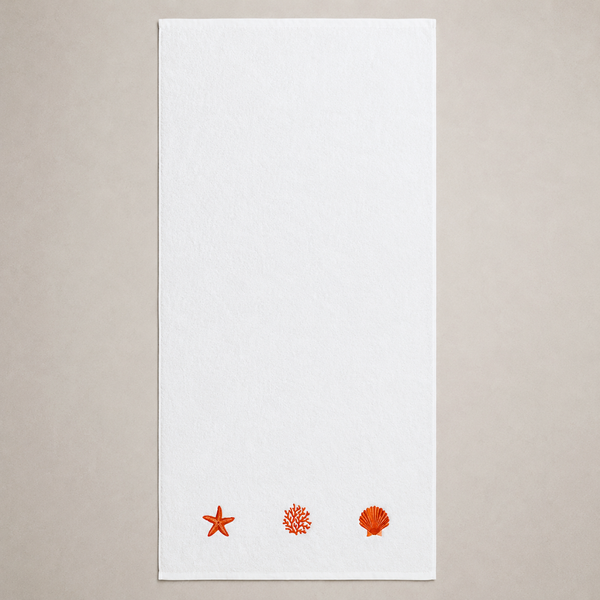 Coral Star %100 Pamuk Nakışlı Banyo Havlusu 70x140 cm Kırmızı
