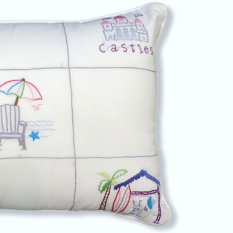Playa Nakışlı Keten Kırlent Kılıfı 30x40 cm