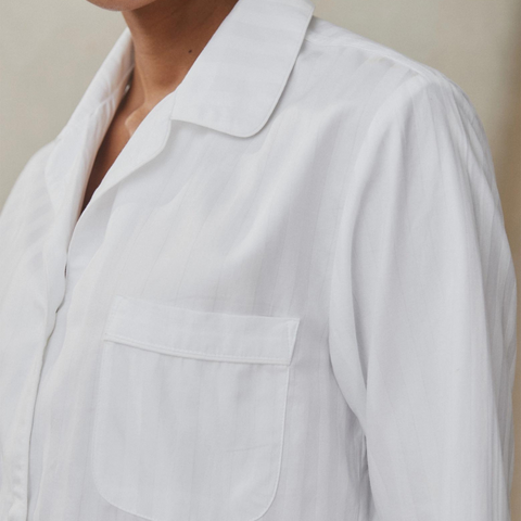 Melinda Pamuk Saten Pijama Takımı Beyaz