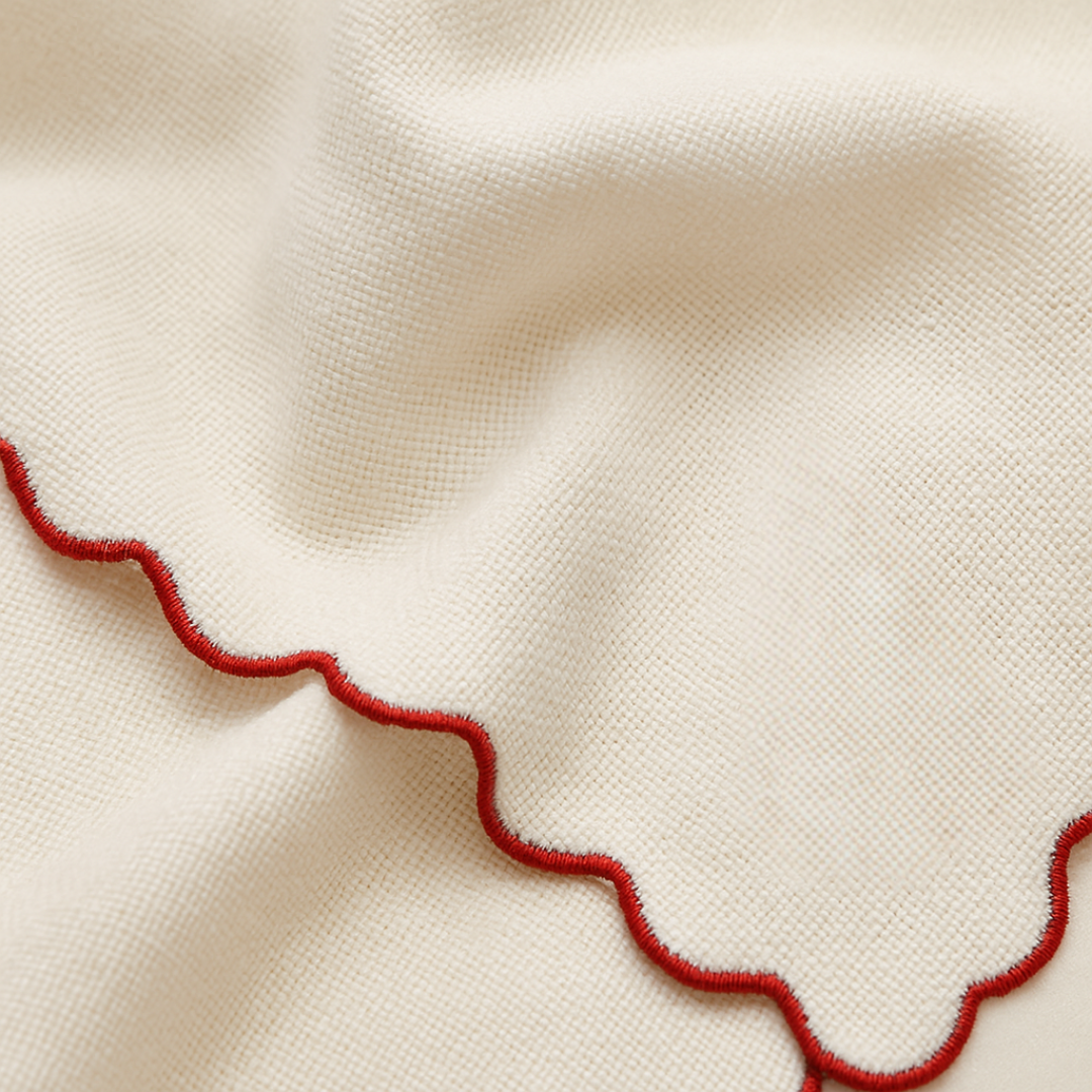 Merrylin Nakışlı Pamuk Ekmek Sepeti Örtüsü 60x60 cm Krem