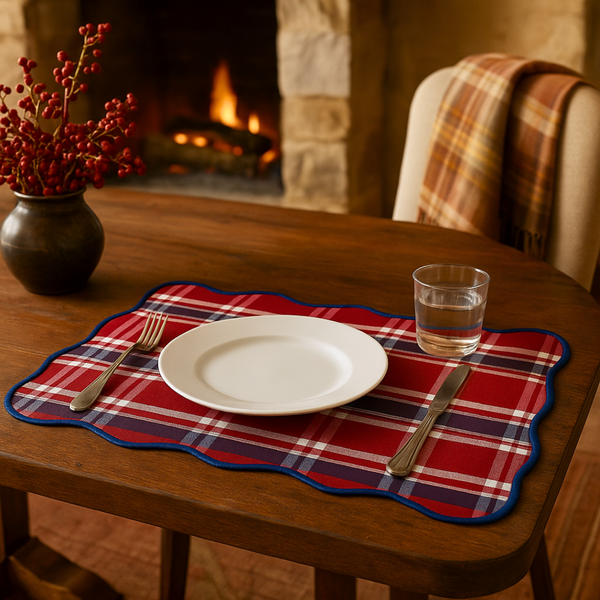 Country Kıvrımlı Amerikan Servisi 30x50 cm Kırmızı (2'li Set)