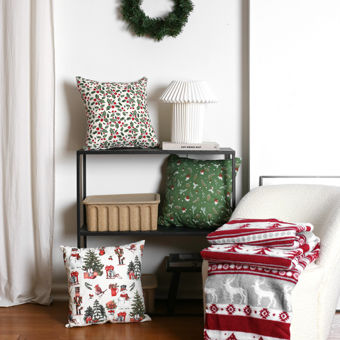 New Year Blossom Premium Keten Kırlent Kılıfı 45x45 cm