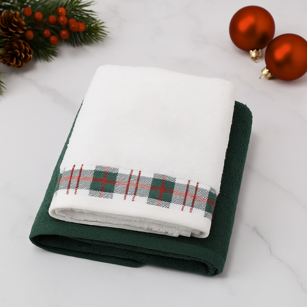 Tartan %100 Pamuk Yüz Havlu Seti 50x80 cm Yeşil