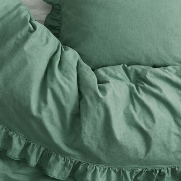 Muse %100 Pamuk Tek Kişilik Farbalalı Müslin Nevresim Seti 160x220 cm Yeşil