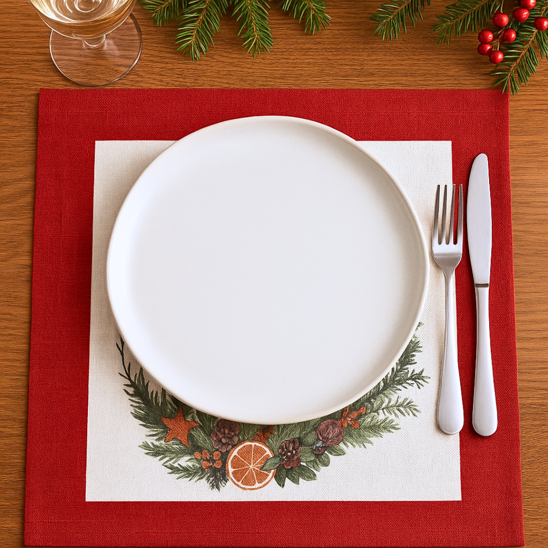 Nutcracker Pamuk Amerikan Servis/Peçete 45x45 cm