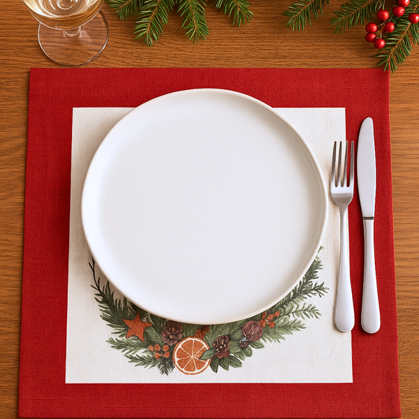 Nutcracker Pamuk Amerikan Servis/Peçete 45x45 cm