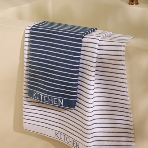 Kitchen Yüksek Su Emici Pamuk Mutfak Havlusu Lacivert (2'li Set)