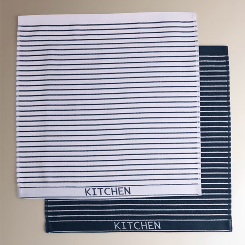 Kitchen Yüksek Su Emici Pamuk Mutfak Havlusu Lacivert (2'li Set)