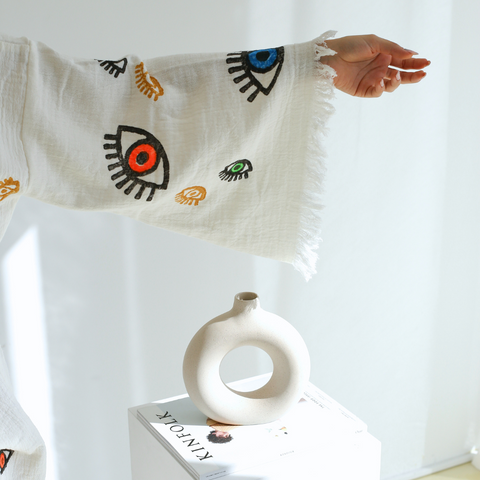 Eyes %100 Pamuk 4 Kat Müslin Kimono Bornoz