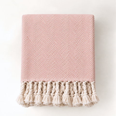 Laura %100 Pamuk Throw Örtü 140x180 cm Pudra