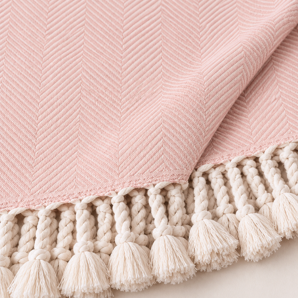Laura %100 Pamuk Throw Örtü 140x180 cm Pudra