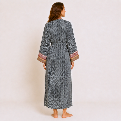 Samira Premium Pamuk Kimono Bohem Antrasit