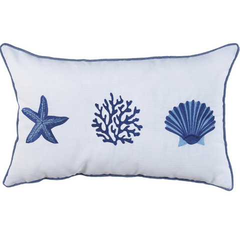 Coral Star Kırlent Kılıfı 30x50 cm Bej/Mavi