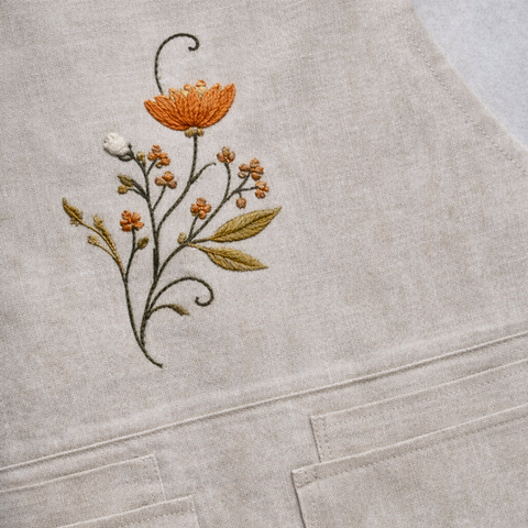 Rustic Bloom Tasarım Keten Mutfak Önlük Seti