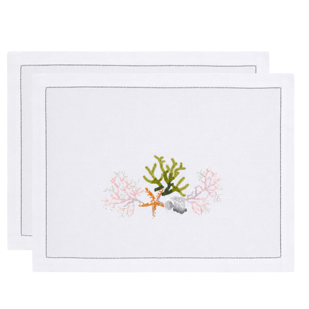 Corallia Nakışlı Keten Amerikan Servisi 35x50 cm (2'li Set)