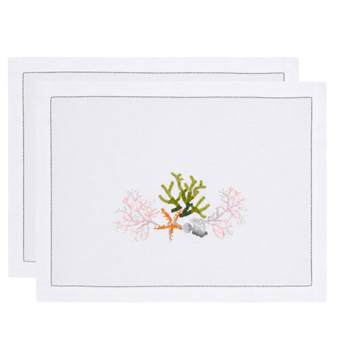 Corallia Nakışlı Keten Amerikan Servisi 35x50 cm (2'li Set)