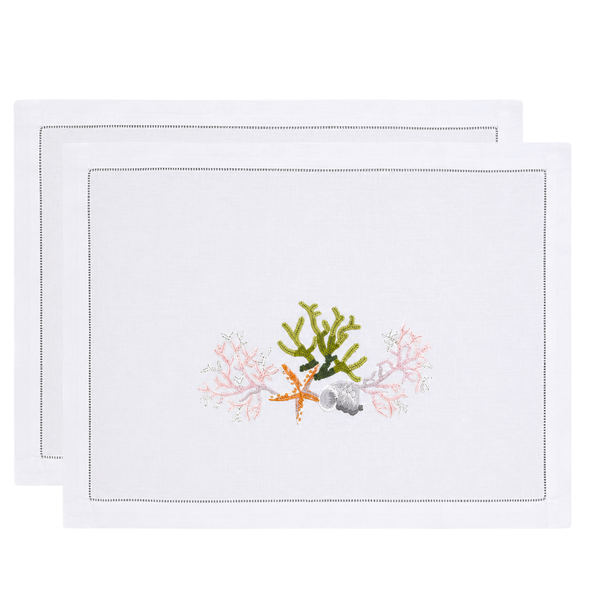 Corallia Nakışlı Keten Amerikan Servisi 35x50 cm (2'li Set)