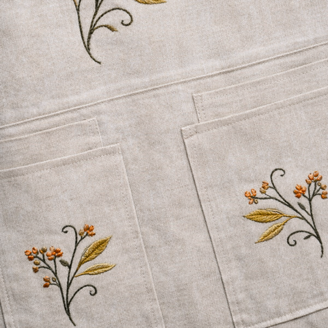 Rustic Bloom Tasarım Keten Mutfak Önlük Seti