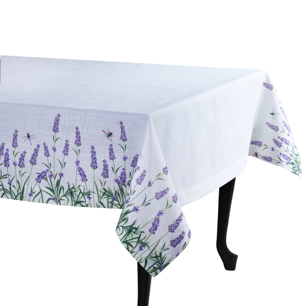 Lavender Leke Tutmaz Keten Masa Örtüsü 160x260 cm