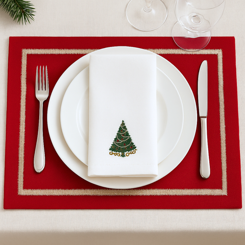 Veloura Leke Tutmaz Keten Amerikan Servisi 30x50 cm Kırmızı (2'li Set)