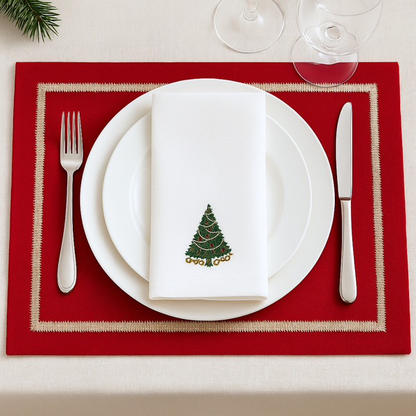 Veloura Leke Tutmaz Keten Amerikan Servisi 30x50 cm Kırmızı (2'li Set)