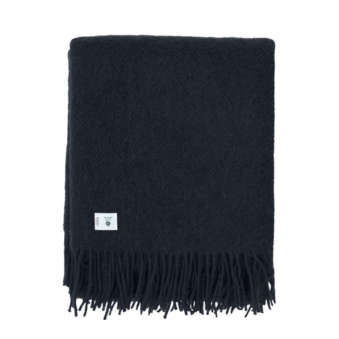 Woolmark Tek Kişilik Saf Yün Battaniye Siyah