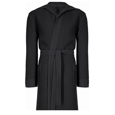 Waffle%100 Pamuk Unisex Bornoz Füme