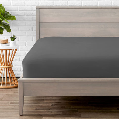 Lopez Tek Kişilik Lastikli Pamuk Penye Çarşaf 100x200 cm Füme
