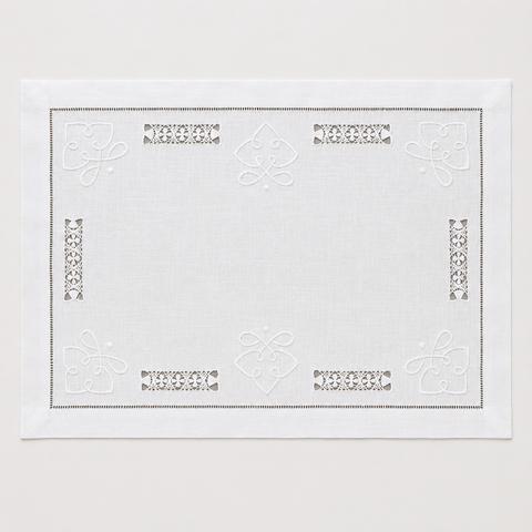 Delik İş Nakışlı Keten Amerikan Servisi 35x50 cm (2'li Set)