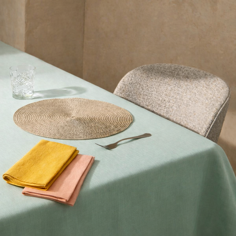 Genoa Dokuma Keten Leke Tutmaz Masa Örtüsü Nil Yeşili