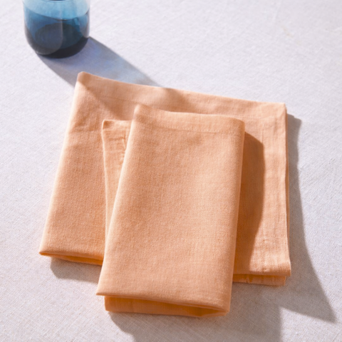 Genoa Dokuma Keten Leke Tutmaz Peçete Mango (2'li Set)