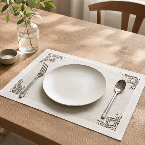 Dantelo Delik İş Nakışlı Keten Amerikan Servisi 35x50 cm (2'li Set)