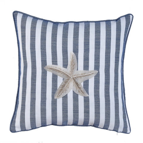 Sea Star Stripe Kırlent Kılıfı 45x45 cm Bej/Mavi