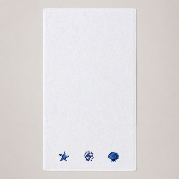Coral Star %100 Pamuk Nakışlı Banyo Havlusu 70x140 cm Lacivert